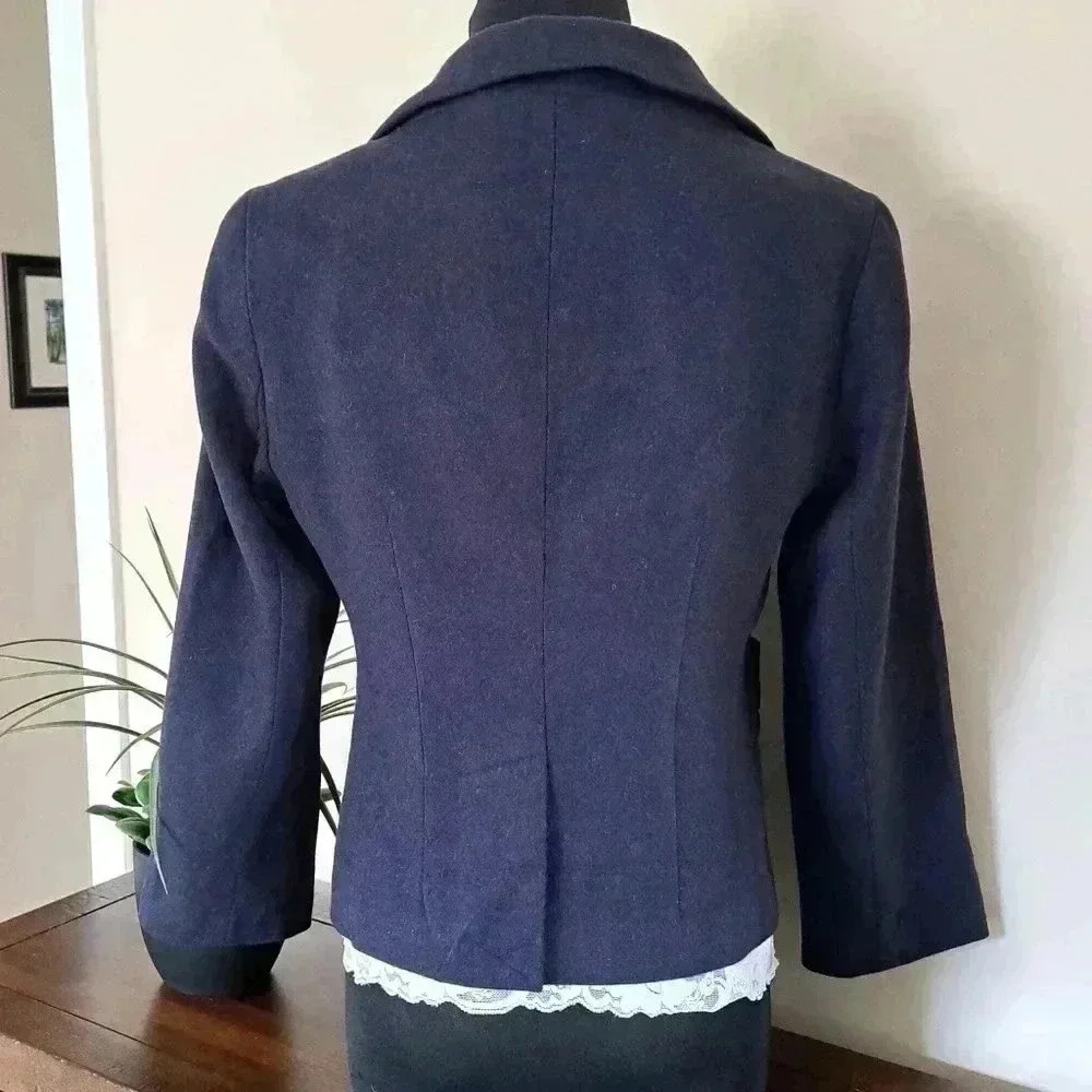 ❤️ Joe Fresh Navy Blue Wool Blend Women's Blazer Size 4 - Picture 4 of 10